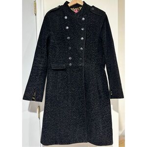 Vintage Y2K Betsey Johnson Double Breasted Black Wool Blend Coat